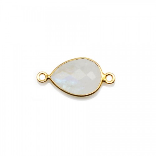Moonstone in the shape of drop, 2 rings set on golden silver, 11*15mm x 1pc