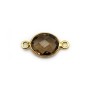 Faceted oval smoky quartz set in gold-plated silver 2 rings 10x12mm x 1pc
