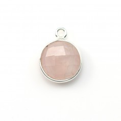 Conjunto redondo de quartzo rosa facetado em prata 11mm x 1pc