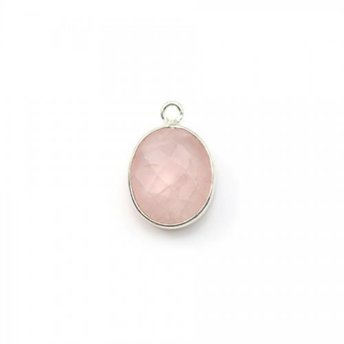 Facette oval rose quartz set in silver 9*11mm x 1pc
