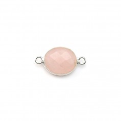 Quarzo rosa ovale sfaccettato su argento 2 anelli 9x11mm x 1pc