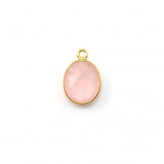 Conjunto de faceta oval de quartzo rosa sobre anel de prata dourada 1, 9x11mm x 1pc