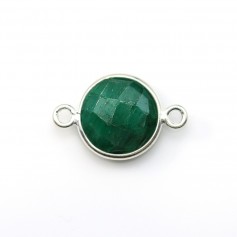 Behandelter Stein in Smaragdfarbe auf rundem Silber facettiert 2 Ringe 11mm x 1Stk