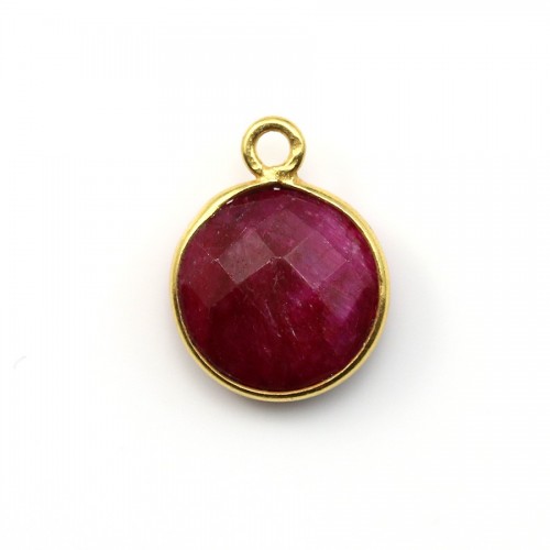 Faceted round color ruby gemstone set in sterling silver 11mm x 1pc