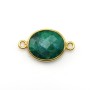 Piedra tratada color esmeralda engastada en plata dorada facetada 2 anillos 11x13mm x 1pc