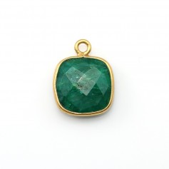 Pedra de cor esmeralda sobre almofada de ouro 11mm x 1pc