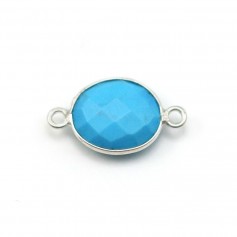 Turquoise reconstituted in oval shape, 2 rings, set in silver, 11 * 13mm x 1pc