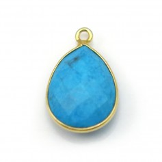 Reconstituted Turquoise drop 1 ring set in silver gilt, 13x17mm x 1pc 