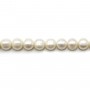 Perles d'eau douce blanches rondes/ovales 8-9mm x 40cm
