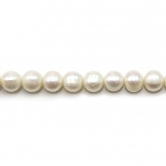 Perlas cultivadas de agua dulce, blancas, ovaladas, 8-9mm x 39cm