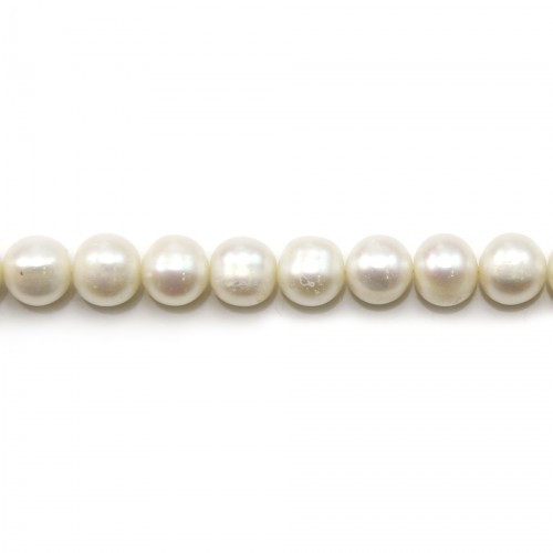 Perle coltivate d'acqua dolce, bianche, ovali, 8-9 mm x 2 pz