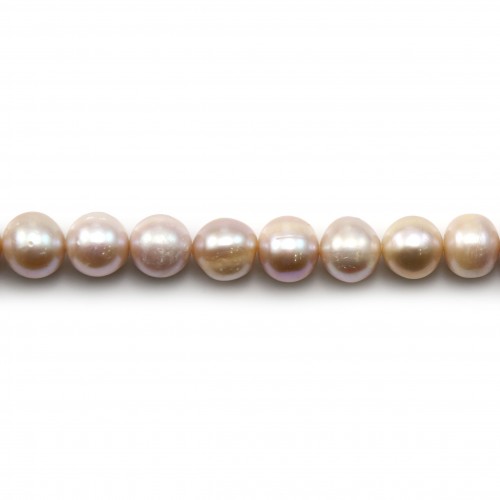 Perle coltivate d'acqua dolce, color malva, semitonde, 11-12 mm x 40 cm