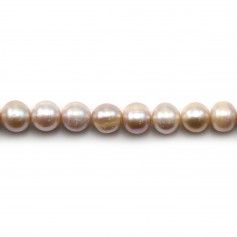 Freshwater cultured pearls, mauve, half-round, 11-12mm x 40 cm
