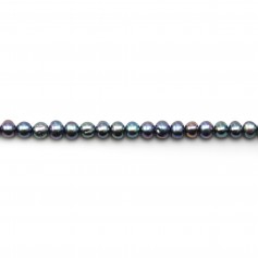 Perlas cultivadas de agua dulce, azul oscuro, semirredondas, 4.5-5.5mm x 4pcs