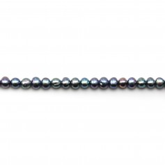 Dark blue Freshwater cultured Pearl ovale 4.5-5.5mm x 40cm