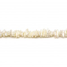 Perlas cultivadas de agua dulce, blancas, tubo barroco, 6mm x 40cm