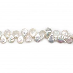 Perles de culture d'eau douce, blanche, keshi, baroque, 12mm x 40cm