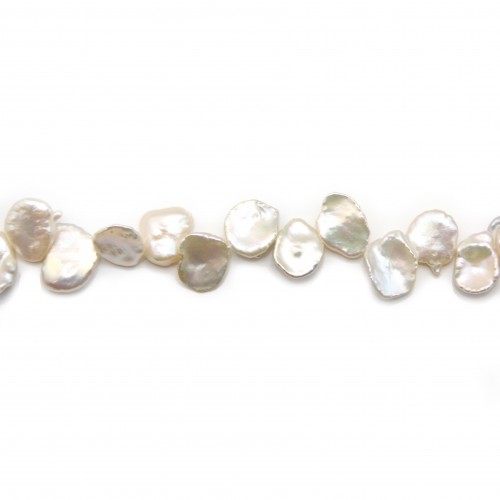 Perles de culture d'eau douce, blanche, keshi x 40cm