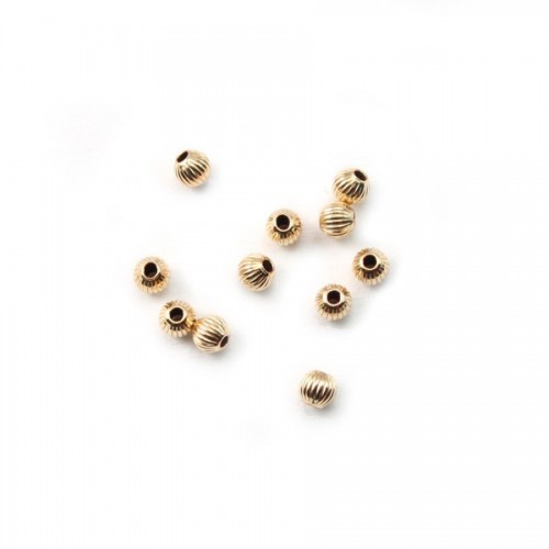 Perlina a strisce riempita d'oro 3x1,4 mm x 4 pezzi