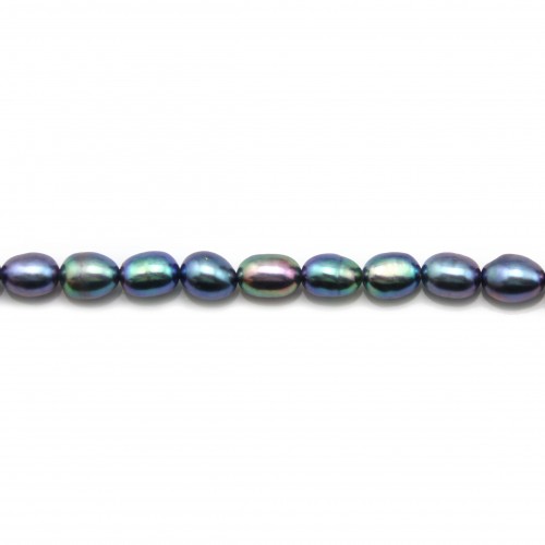 Perle coltivate d'acqua dolce, blu scuro, oliva, 5-6 mm x 4 pezzi
