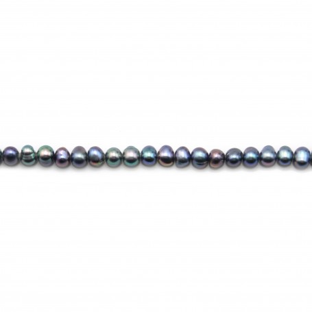Perles de culture d'eau douce, bleu foncé, ronde, 4-5mm x 10pcs
