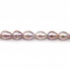 Freshwater cultured pearls, purple, olive/irregular, 7-8mm x 40cm