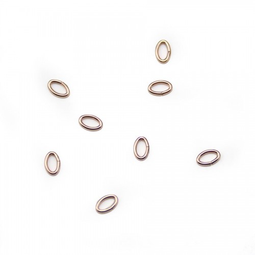 Anneaux oval ouvert, en gold filled 14 carats rosé, 0.64 * 3.0 * 4.6mm x 10pcs