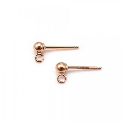 14k rose gold filled round ear studs with jump ring 3mm x 2pcs