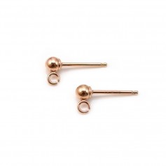 Rose Gold Filled round ear studs with jump ring 3mm x 2pcs