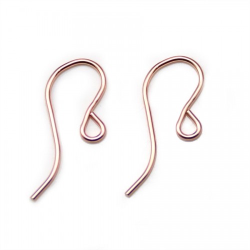 Ganchos auriculares, com "anel", cor-de-rosa dourada, 7,5x19mm x 2pcs