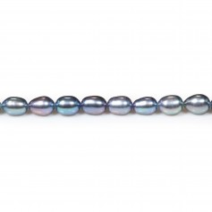 Freshwater cultured pearls, dark blue, olive, 6mm x 40 cm