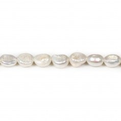 Perle coltivate d'acqua dolce, bianche, barocche, 8 mm x 40 cm