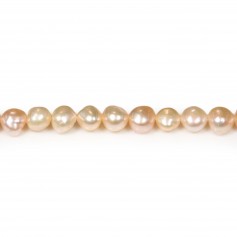 Freshwater cultured pearls, salmon, baroque, 6-7mm x 2pcs