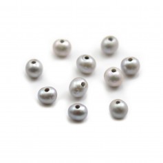 Freshwater cultured Pearl grey 7mm grand hole 1.8mm X 1 pc