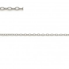 Kette Silber 925 rhodiniert ovale Ringe 1.1x1.7mm x 50cm