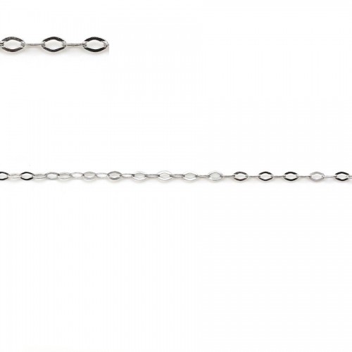 925 sterling silver rhodium forcat diamond shaped chain 1.6x2.6mm x 50cm