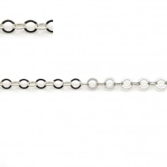 925 sterling silver chain round flat link 3.5mm x 50cm