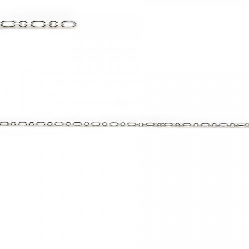 Corrente em prata 925, malha oval e retangular, 0,3x0,4mm / 0,3x2,0mm x 50cm