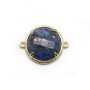 Intercalaire en lapis lazuli sertie en métal, de forme ronde facetté, 18mm x 1pc