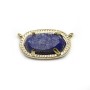 Intercalaire en lapis lazuli brut sertie en métal, de forme ovale, 9.5x16.5mm x 1pc
