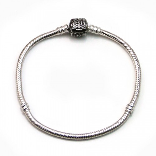 925 pulseira de prata serpentina com zircónio 19cm, espessura do fio 2,9mm x 1pc
