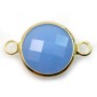 Round faceted glass set in golden metal 12.5mm x 1pc
