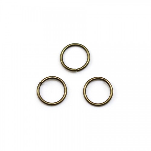 Anéis abertos redondos, cor bronze metal, 0,8x5mm aprox. 100pcs