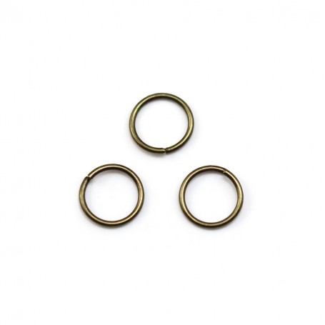 Anneaux ronds ouverts, métal couleur bronze, 0.8x5mm environ 100pcs