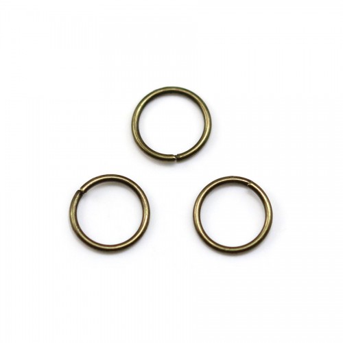 Anéis abertos redondos, cor bronze metal, 0,8x6mm aprox. 100pcs