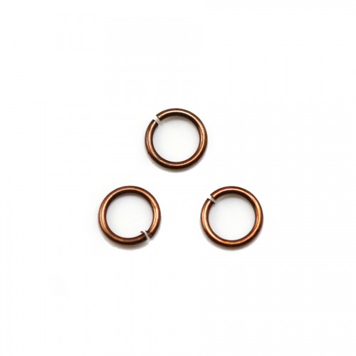 Anéis abertos redondos, metal cor de cobre 0,8x6mm aprox. 100pcs