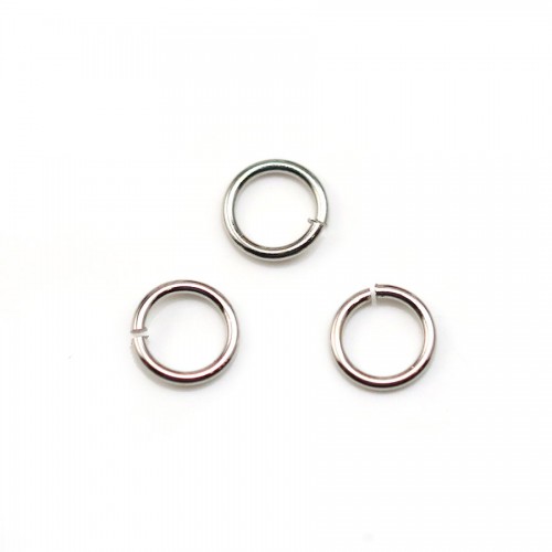 Open round rings in rhodium medal 0.8*6mm x 100pcs