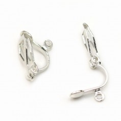 Ear clip, in metal on silver colored, 6 * 14mm x 10pcs