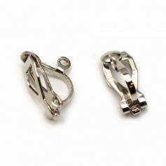 Ear clip, silver color metal veiled, 6 * 14mm x 10pcs