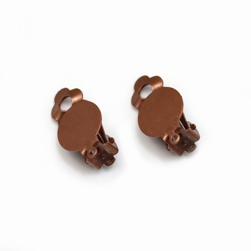 Support clip to stick, in copper color, for 12mm cabochon x 8pcs